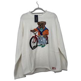 Pull Polo Ralph Lauren "Riding Bear" en coton blanc Blanc Multicolore