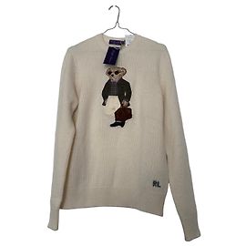 Pull Ralph Lauren Polo Bear en cachemire crème Écru