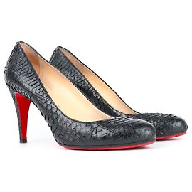 Christian Louboutin LOUBOUTIN - Escarpins Plum en python noir (T40,5) Black