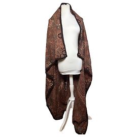 Xale Vintage Etro de Lã e Seda Paisley Rust Brown Cream Vermelho