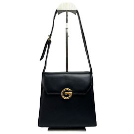 Vintage Givenchy Structured Leather Top-Handle Bag Late 1970s Black Black