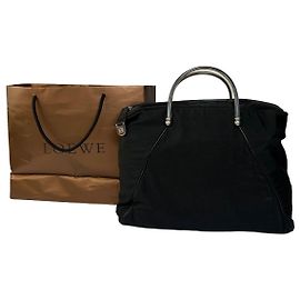 Vintage Loewe Structured Top-Handle Bag Early 2000s Black Black