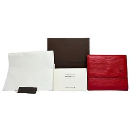 Cartera bifold Vintage Louis Vuitton de cuero Epi Rojo Oro Roja