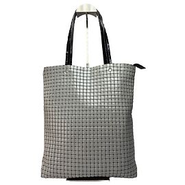 Sac Tote Vintage Issey Miyake Structuré Caoutchouté Gris Clair Noir Gris