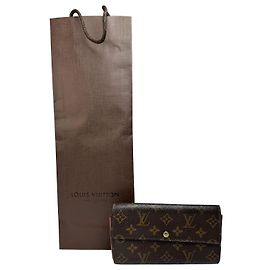 Portafoglio bifold Vintage Louis Vuitton Monogram Canvas Brown Gold Marrone