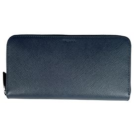Carteira Longa Prada em Couro Saffiano, Navy Azul marinho