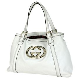 Sac cabas en cuir Gucci Newbrid Double G Blanc