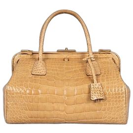 Sac à main Prada en cuir beige imprimé animalier d'occasion Autre
