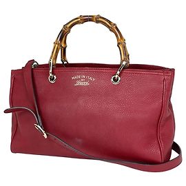 Gucci Bamboo Shopper Medium 2-Way Lederhandtasche Rot