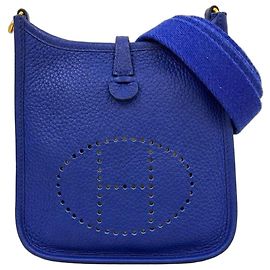 Hermès Evelyne TPM Borsa a tracolla in pelle Blue Clemence Blu