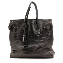 Autre Marque Saco Tote Saint Laurent em couro com relevo de crocodilo preto Preto