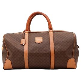Céline Celine Boston Bag Monogram Canvas Leather Brown Braun