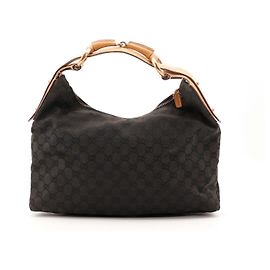 Bolsa Hobo Gucci GG Monogram Canvas Leather Brown Marrom
