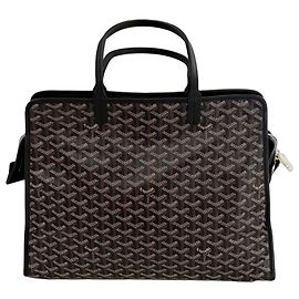 Goyard Hardy Tote Bag Black Brown Monogram Canvas Brown Black White