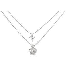 Autre Marque Colar Coroa em Ouro Branco Au750 e Diamantes Prata