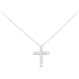 Autre Marque Collana Croce in Diamanti Pt900 Pt850 Argento