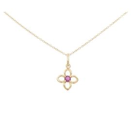 Autre Marque Au750 Flower Ruby Necklace Red