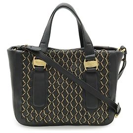 Salvatore Ferragamo Vara Leather 2way Handbag Black