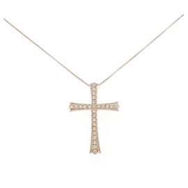 Autre Marque Au750 Diamond Cross Necklace Pink