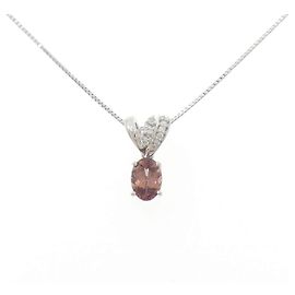 Autre Marque Colar Au750 Granada e Diamante Prata