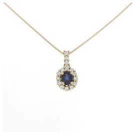 Autre Marque Collier Au750 Saphir et Diamant Doré