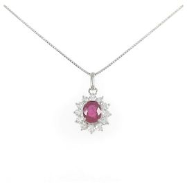 Autre Marque Platin-Rubin-Diamant-Halskette Rot