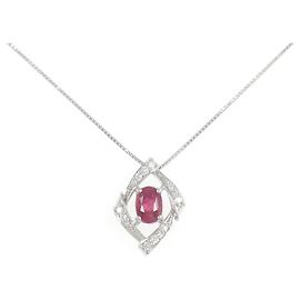 Autre Marque Collar Pt900 Pt850 Rubí Diamante Roja