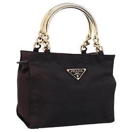 PRADA Metal Handle Hand Bag Nylon Black Altro