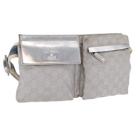 GUCCI GG Canvas Waist Bag Silver 28566 Altro