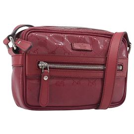 GUCCI GG Crystal Shoulder Bag PVC Red Silver 201447 Altro