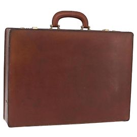 LOEWE Anagram Attache case Hand Bag Leather Black Gold Autre