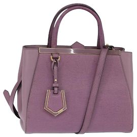 FENDI PETITE 2JOURS Bolsa de Mão Couro Roxo Dourado Outro