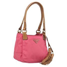 PRADA Hand Bag Nylon Pink Gold Tone Altro