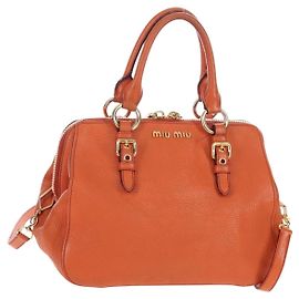 Miu Miu Handtasche Leder 2way Orange Gold Andere
