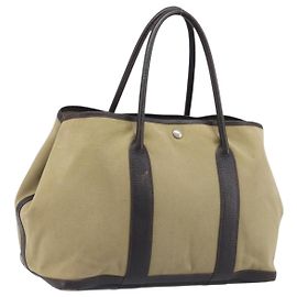 Hermès HERMES Garden Party 36 Bolso de mano Canvas Beige Silver Otro