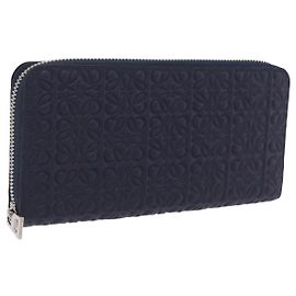 LOEWE Portefeuille Long Anagramme Cuir Navy Silver Autre
