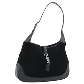 GUCCI Jackie Hand Bag Suede Black Silver 001 3346 Autre