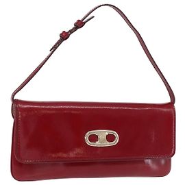 Céline CELINE Sac à épaule Triomphe en cuir rouge et doré Autre