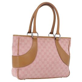GUCCI GG Canvas Hand Bag Pink Silver 113011 Altro