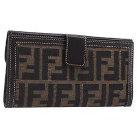 FENDI Zucca Canvas lange Geldbörse Braun Andere