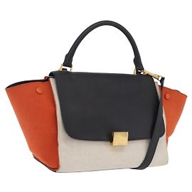 Céline CELINE Trapeze Handtasche Canvas 2way Orange Goldfarben Andere