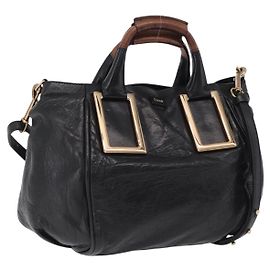Chloé Chloe Etel Handtasche Leder 2way Schwarz Gold Andere