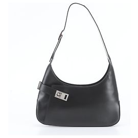 Borsa a tracolla in pelle Gancini Salvatore Ferragamo Nero