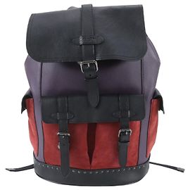 Mochila multifuncional em couro Coach Preto Vermelho Roxo