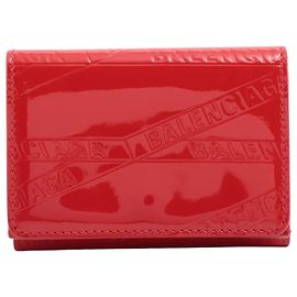 Balenciaga Paper Mini Leder Tri-fold Geldbörse Rot