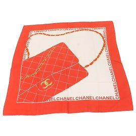 Cachecol Chanel padrão Matelassé Vermelho