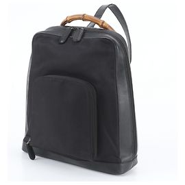 Gucci Old Bamboo Leather Backpack Black