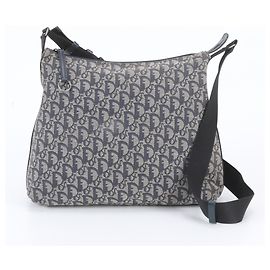 Christian Dior Trotter Leather Shoulder Bag Navy blue