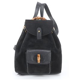 Gucci Old Bamboo Leather Backpack Black