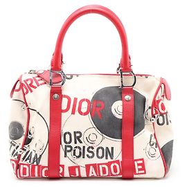 Bolsa Mini Boston Christian Dior Hardcore Popline Branco Vermelho